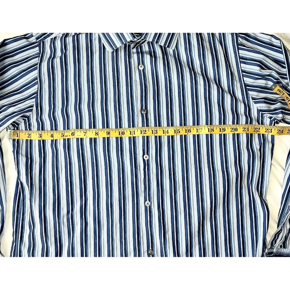 Banana Republic Men's Blue Striped Long Sleeve Dress Shirt Large - Picture 5 of 5